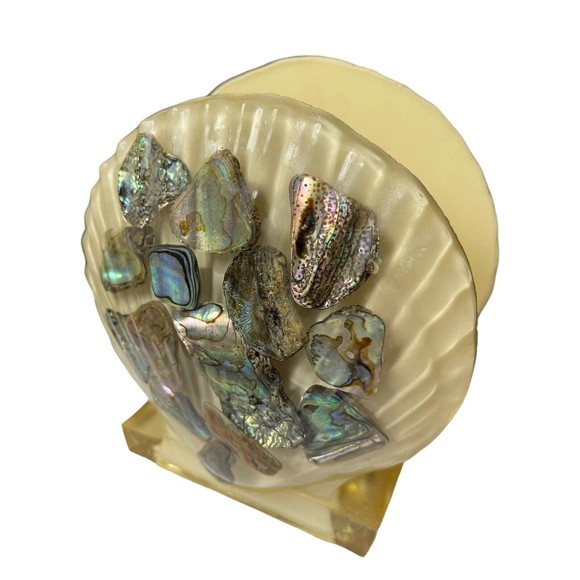 VTG RESIN ABALONE SEA SHELL NAPKIN HOLDER OR LETTER HOLDER WONDERMOLD IND., INC - Picture 1 of 12